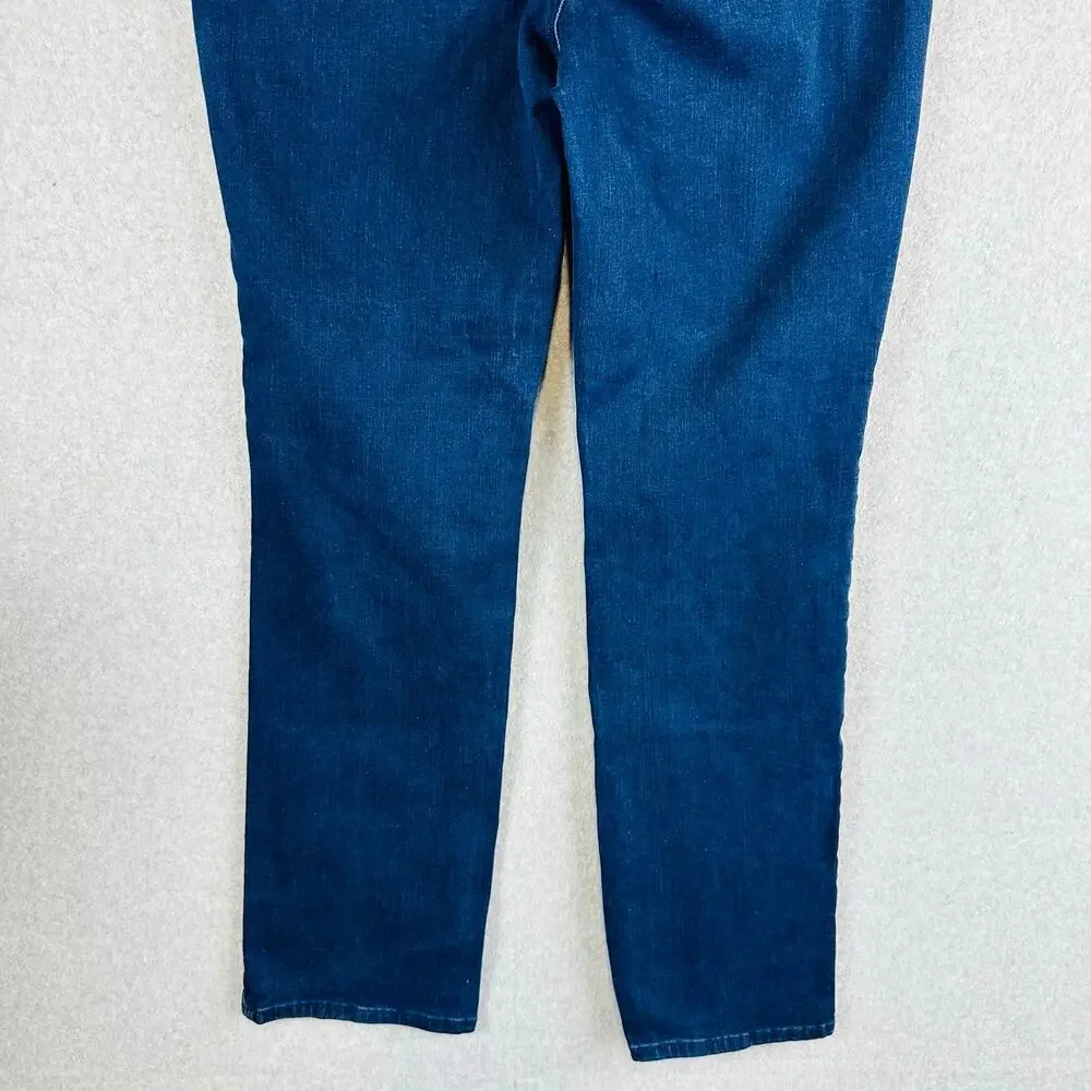 NYDJ Womans Sz 14 Plus Jeans Blue Marilyn Straight Lift Tuck‎ Stretch Denim